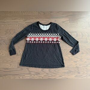Hanna Andersson Pajama Sleep Top Size 2XL Women's Black Fairisle Print